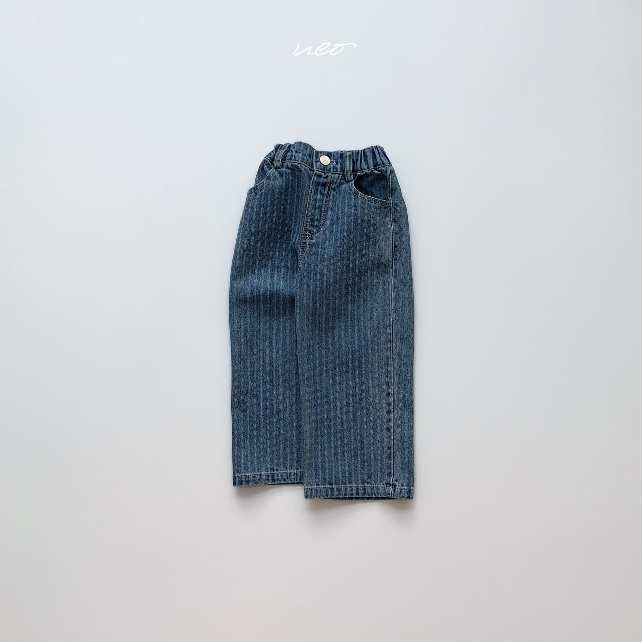 우에오-스트라이프일자데님