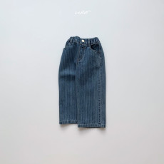 우에오-스트라이프일자데님