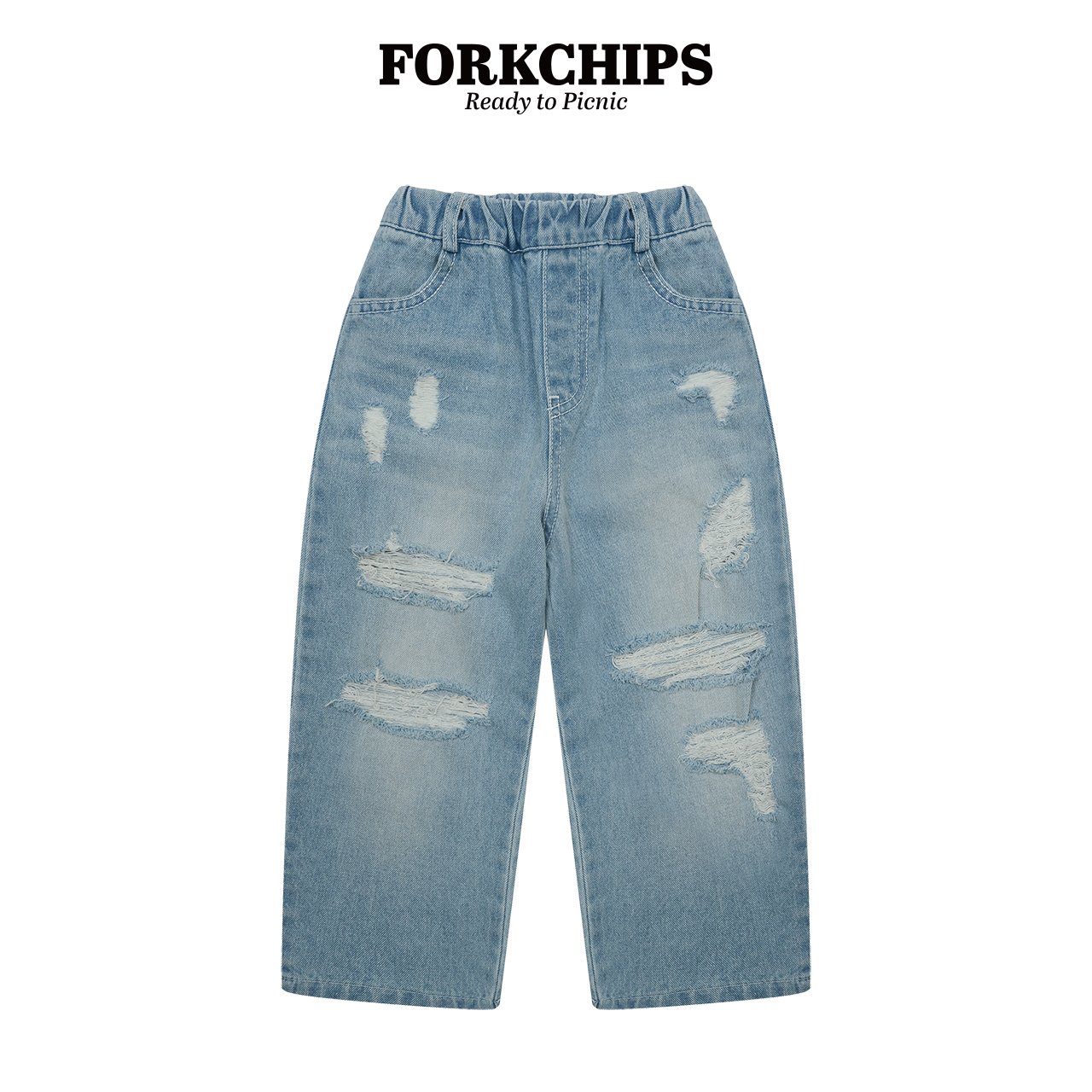 포크칩스-하이구제데님팬츠
