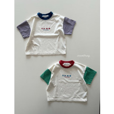 크림빵-1989소매배색티