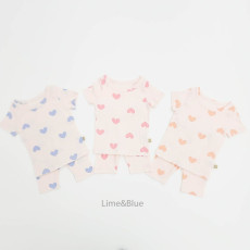 [여름]라임앤블루-SS모달하트골지반팔상하세트모달