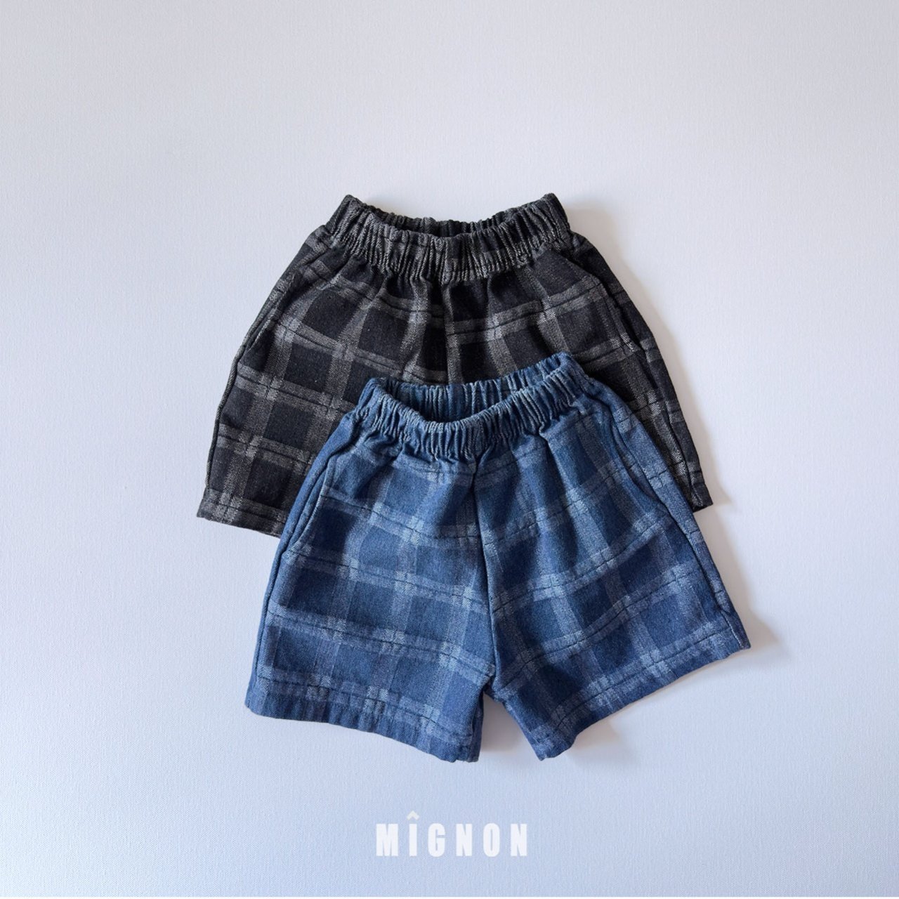 [여름]미뇽-체크데님팬츠