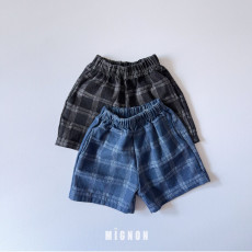 [여름]미뇽-체크데님팬츠