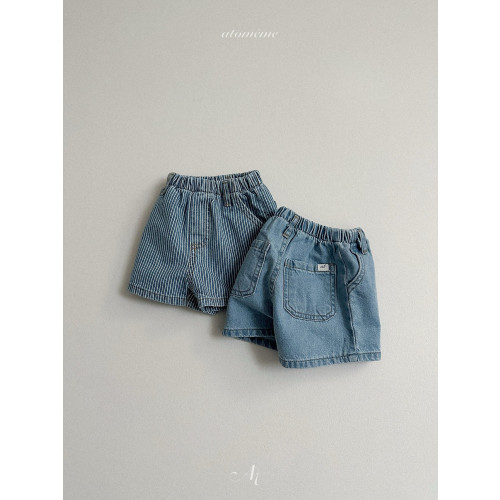 [코코브로니]아토메메-루시데님숏팬츠 연청 M
